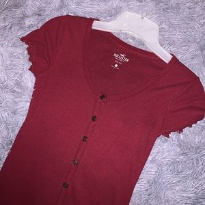 Red ribbed hollister top
